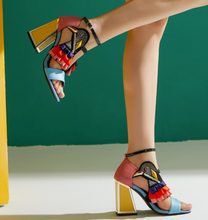 Load image into Gallery viewer, Women's Designer High Heel Bird Rhinestone Chunky Heel Shoe