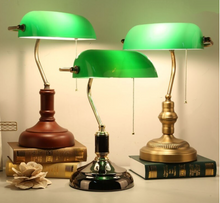 Load image into Gallery viewer, Arna Royal Collection - Nordic Retro Vintage Table Lamps Pull Switch Classical Green Glass Desk Lamp