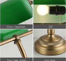 Load image into Gallery viewer, Arna Royal Collection - Classical Vintage Banker Lamp E27 Table Lamp Glass Lampshade Desk Lights 90V-240V