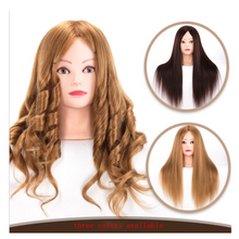 Load image into Gallery viewer, Deluxe Girls Professional 85% Real Human Hair Mannequin Hair Training & Makeup - (Perfect Gift)