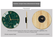 Load image into Gallery viewer, Deluxe "Arna Royal Clock Collection" Marble Glass Wall Clock - Many Colours