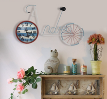 Load image into Gallery viewer, Deluxe "Arna Royal Clock Collection" Vintage Wall Clock Mediterranean Style Bicycle Pendant