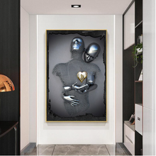 Load image into Gallery viewer, Arna's Luxury Painting Collection - Romantic Lover Heart Metal Sculpture Canvas Painting - Many Styles