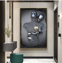 Load image into Gallery viewer, Arna's Luxury Painting Collection - Romantic Lover Heart Metal Sculpture Canvas Painting - Many Styles