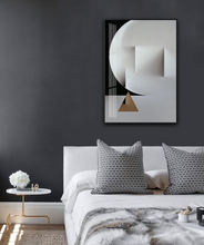 Load image into Gallery viewer, Arna's Luxury Painting Collection - Modern Nordic Black/White/Gold Abstract Geometry Print Canvas Painting