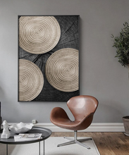 Load image into Gallery viewer, Arna's Luxury Painting Collection - Abstract Circle Stripes Moon Black Golden Print Canvas Painting