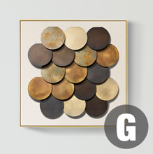 Load image into Gallery viewer, Arna's Luxury Painting Collection - Geometric Line Round Gold Leaf Canvas Painting