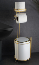 Load image into Gallery viewer, Luxury Toilet Paper Holder & Trash/Rubbish Tin/Bin Combo
