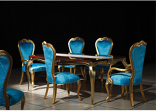 Load image into Gallery viewer, "Arna Royal Victorian Collection" Luxury Plus Furniture - Exquisite Golden/Blue Dining Table & Chairs