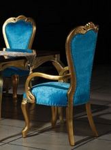 Load image into Gallery viewer, "Arna Royal Victorian Collection" Luxury Plus Furniture - Exquisite Golden/Blue Dining Table & Chairs