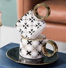 Load image into Gallery viewer, "Arna Lisa" Royal Collection - Luxury Gold Set of 6 Bone China Cup And Saucer Designer X