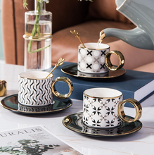 Load image into Gallery viewer, "Arna Lisa" Royal Collection - Luxury Gold Set of 6 Bone China Cup And Saucer Designer X