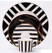 Load image into Gallery viewer, "Arna Lisa" Royal Collection - Plates Set Dinnerware 16 Piece - Black and White