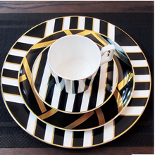 Load image into Gallery viewer, "Arna Lisa" Royal Collection - Plates Set Dinnerware 16 Piece - Black and White