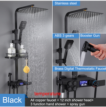 Load image into Gallery viewer, "Arna" Collection - Modern Rainfall Shower Head Mixer Set with thermostat