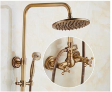 Load image into Gallery viewer, "Arna" Collection - Antique Brass Shower Head Mixer Set Combo