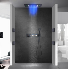 Load image into Gallery viewer, "Arna" Collection - Shower Faucet Stainless Steel Thermostatic Digital Display Bathroom Shower Set System