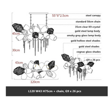 Load image into Gallery viewer, "Arna's Luxury Collection" Chandelier 120cm x 43cm Luxury Blown Glass