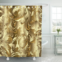 Load image into Gallery viewer, Gold Leaf Shower Curtain Waterproof Bath Curtain Washable Cloth
