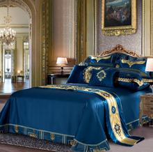 Load image into Gallery viewer, "Arna Lisa" Royal Collection - Luxury Blue High Precision Jacquard Egyptian Cotton - Queen 9 Piece