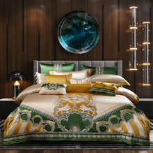 Load image into Gallery viewer, "Arna Lisa" Royal Collection - Luxury Vintage Brocade Jacquard Egyptian Cotton Lion Embroidered - Queen 12 Piece