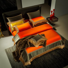 Load image into Gallery viewer, "Arna Lisa" Royal Collection - Luxury Golden Satin Egyptian Cotton Silky Soft Bedding Set - King 10 Piece