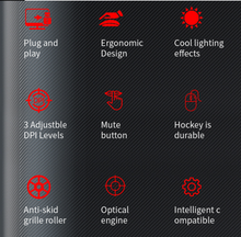 Load image into Gallery viewer, Wired Gaming Mouse 1600 DPI Optical 6 Buttons USB Mouse With RGB BackLight