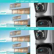 Load image into Gallery viewer, 8MP 4K Wifi Camera Dual Lens Security Protection Waterproof Security CCTV Video Surveillance Camera Light Alarm IP Camera
