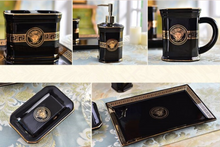 Load image into Gallery viewer, &quot;Celtic Crown&quot; Bathroom Set - Black 5 Piece
