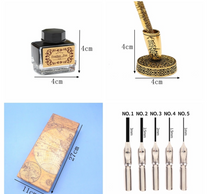 Load image into Gallery viewer, Natural Peacock Feather Dip Pen Boxed Set
