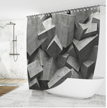 Load image into Gallery viewer, Shower/Bath Curtain Range - 3D Grey Geometric Stone Fabric Waterproof Bathroom Curtain Hotel Decorative Curtains Blackout Screen
