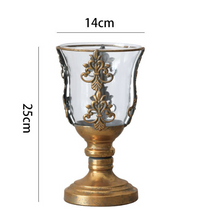 Load image into Gallery viewer, &quot;Arna Collection&quot; Creative Metal Carved Glass Candelabra French Vintage Candle Holder
