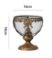Load image into Gallery viewer, &quot;Arna Collection&quot; Creative Metal Carved Glass Candelabra French Vintage Candle Holder
