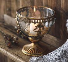 Load image into Gallery viewer, &quot;Arna Collection&quot; Creative Metal Carved Glass Candelabra French Vintage Candle Holder
