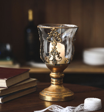 Load image into Gallery viewer, &quot;Arna Collection&quot; Creative Metal Carved Glass Candelabra French Vintage Candle Holder
