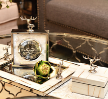 Load image into Gallery viewer, European Classical Silver Deer Table Clock Creativity Silver Iron Frame Marble Texture Vintage Clocks Office Desktop Ornaments
