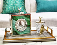 Load image into Gallery viewer, European Classical Silver Deer Table Clock Creativity Silver Iron Frame Marble Texture Vintage Clocks Office Desktop Ornaments
