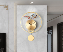 Load image into Gallery viewer, Luxury Clocks - Creativity Pure Copper Enamel Process Wall Clock Modern Design European Magpie Decorative Clocks Home Living Room Decoration
