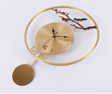 Load image into Gallery viewer, Luxury Clocks - Creativity Pure Copper Enamel Process Wall Clock Modern Design European Magpie Decorative Clocks Home Living Room Decoration
