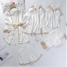 Load image into Gallery viewer, &quot;Arna&quot; Collection - Quality Lace 5 Piece Satin Sleepwear
