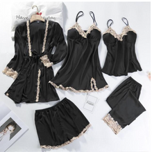 Load image into Gallery viewer, &quot;Arna&quot; Collection - Quality Lace 5 Piece Satin Sleepwear
