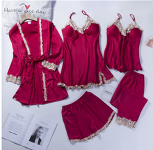 Load image into Gallery viewer, &quot;Arna&quot; Collection - Quality Lace 5 Piece Satin Sleepwear
