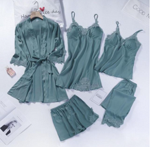 Load image into Gallery viewer, &quot;Arna&quot; Collection - Quality Lace 5 Piece Satin Sleepwear
