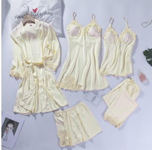 Load image into Gallery viewer, &quot;Arna&quot; Collection - Quality Lace 5 Piece Satin Sleepwear
