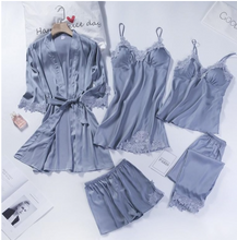 Load image into Gallery viewer, &quot;Arna&quot; Collection - Quality Lace 5 Piece Satin Sleepwear
