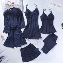 Load image into Gallery viewer, &quot;Arna&quot; Collection - Quality Lace 5 Piece Satin Sleepwear

