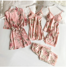 Load image into Gallery viewer, &quot;Arna&quot; Collection - Quality Lace 5 Piece Satin Sleepwear
