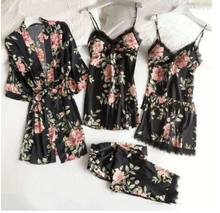 Load image into Gallery viewer, &quot;Arna&quot; Collection - Quality Lace 5 Piece Satin Sleepwear
