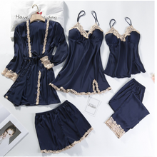 Load image into Gallery viewer, &quot;Arna&quot; Collection - Quality Lace 5 Piece Satin Sleepwear
