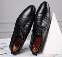 Load image into Gallery viewer, British Slip On Split Leather Pointed Toe Shoes Business Wedding Formal Shoes - Many Colours &amp; Sizes
